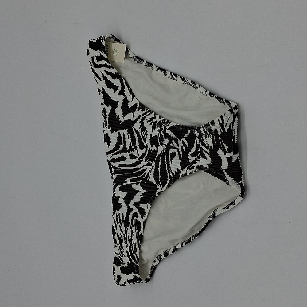 Aerie Textured Print Bikini Bottom Black White M